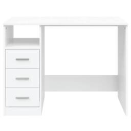 Berkfield Home Desk with Drawers White 102x50x76 cm Engineered Wood - Size: 102 x 50 x 76 cm - thumbnail 4