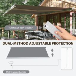 OUTSUNNY 4x3m Full Cassette Electric Retractable Awning for Patio Door Window in Grey - thumbnail 4