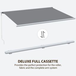 OUTSUNNY 4x3m Full Cassette Electric Retractable Awning for Patio Door Window in Grey - thumbnail 5