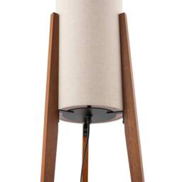 Happy Homewares Designer Floor Lamp with Natural Linen Shade & Wooden Tripod Legs in Brown - thumbnail 4