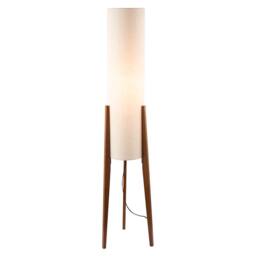 Happy Homewares Designer Floor Lamp with Natural Linen Shade & Wooden Tripod Legs in Brown - thumbnail 2