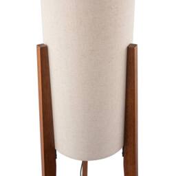 Happy Homewares Designer Floor Lamp with Natural Linen Shade & Wooden Tripod Legs in Brown - thumbnail 5