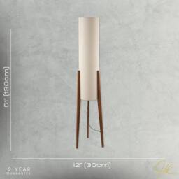 Happy Homewares Designer Floor Lamp with Natural Linen Shade & Wooden Tripod Legs in Brown - thumbnail 7