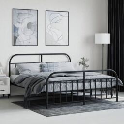 Berkfield Home Metal Bed Frame with Headboard & Footboard Black 160x200 cm - thumbnail 3