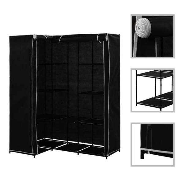 Berkfield Home Corner Wardrobe Black 130x87x169 cm - Size: 130 x 87 x 169 cm - image 1