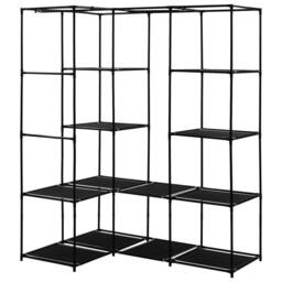 Berkfield Home Corner Wardrobe Black 130x87x169 cm - Size: 130 x 87 x 169 cm - thumbnail 5