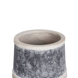 Wyld and Coco Tall Round Fibre-Clay Planter Grey-Beige with Beechwood Base in Grey - thumbnail 3