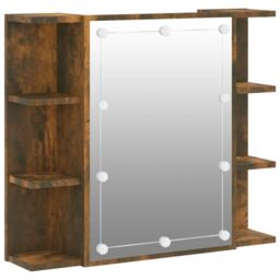 Berkfield Home Mirror Cabinet with LED Smoked Oak 70x16.5x60 cm in Brown - thumbnail 2