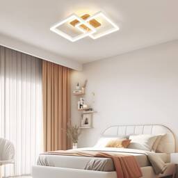 Pheashine White & Wood Grain Square LED Ceiling Lamp, 40W Dimmable 3000K-6500K - thumbnail 7