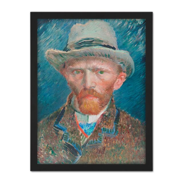 "Artery8 Wall Art Print Vincent Van Gogh Self Portrait Large Framed Wall Décor Art in White - Size: W18"" x H24""" - image 1