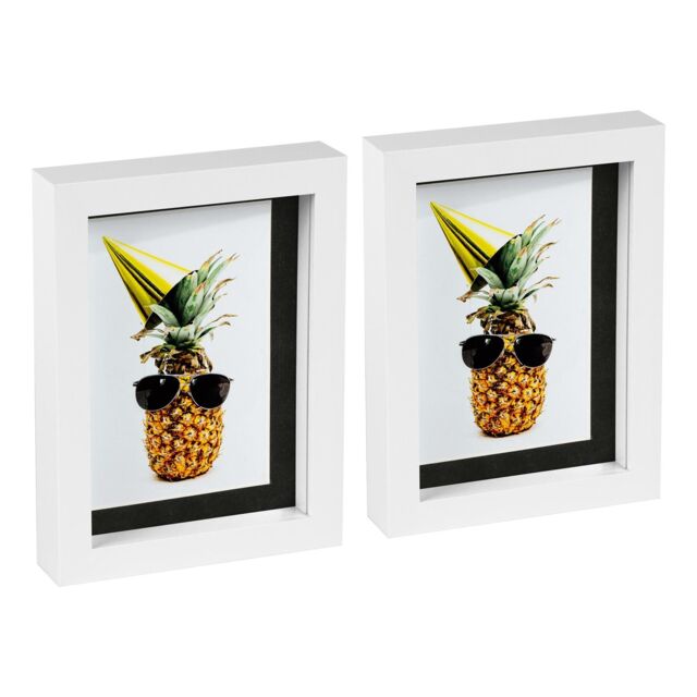 "Nicola Spring 5"" x 7"" White 3D Box Photo Frames - 4"" x 6"" Mount - Pack of 2 in Black" - image 1