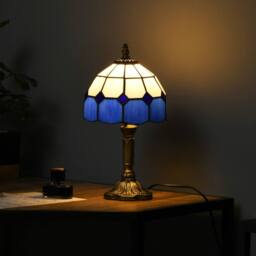 Wyld Haus Lonema Art Deco Glass Table Lamp White & Blue - thumbnail 3