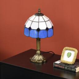 Wyld Haus Lonema Art Deco Glass Table Lamp White & Blue - thumbnail 8