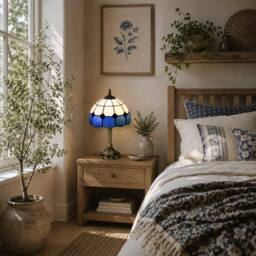 Wyld Haus Lonema Art Deco Glass Table Lamp White & Blue - thumbnail 1
