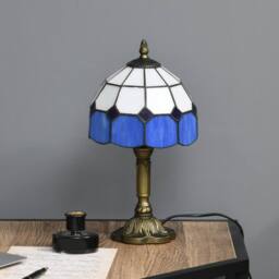 Wyld Haus Lonema Art Deco Glass Table Lamp White & Blue - thumbnail 9