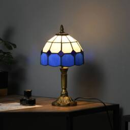 Wyld Haus Lonema Art Deco Glass Table Lamp White & Blue - thumbnail 7
