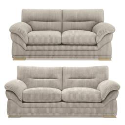SOFASELECTION UK Amalfi 3+2 Seater Claude Sofa Modern Plush Fabric in Cream - Size: 5 Pack - thumbnail 1