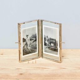 Paper High Reclaimed Glass Folded Double Photo Frame in Silver - Size: Large - thumbnail 4