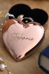 Personalised Memento Company Women's Personalised Engraved Rose Gold Heart Trinket Box - thumbnail 3
