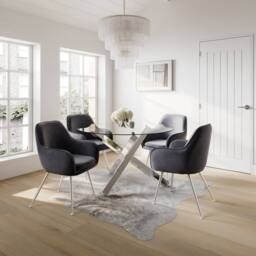 Lemon Pavilion Furniture Capri Dining Table - Glass/Metal - Clear/Silver - Flat Packed in Clear - thumbnail 5