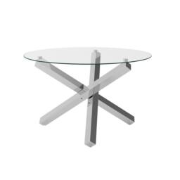 Lemon Pavilion Furniture Capri Dining Table - Glass/Metal - Clear/Silver - Flat Packed in Clear - thumbnail 1