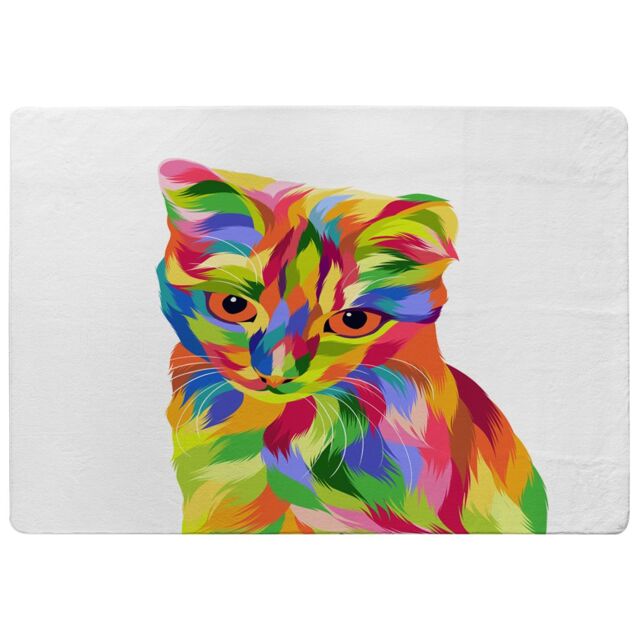 Benjamin Tate Design Animal Cat Illustration Pop Art Designer Rug in Natural - Size: Large - image 1
