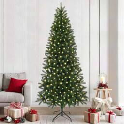 Berkfield Home Elegant Artificial Christmas Tree with 300 LEDs Green 240 cm PE a - thumbnail 2