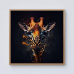 Warren Reed - Designer Golden Giraffe Face Splashart Framed Canvas in Light Brown - Size: w40 inch x h40 inch - thumbnail 1