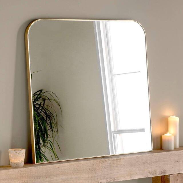 Yearn Mirrors Minimal Large Gold Mantle Mirror 100(w) x 100cm(h) - image 1