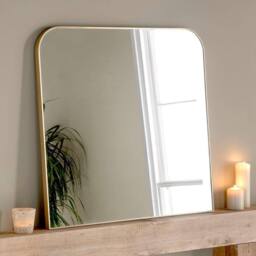 Yearn Mirrors Minimal Large Gold Mantle Mirror 100(w) x 100cm(h) - thumbnail 1