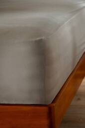 Soak&Sleep Mocha Stonewashed Cotton 30cm Fitted Sheet in Natural - Size: Single - thumbnail 1