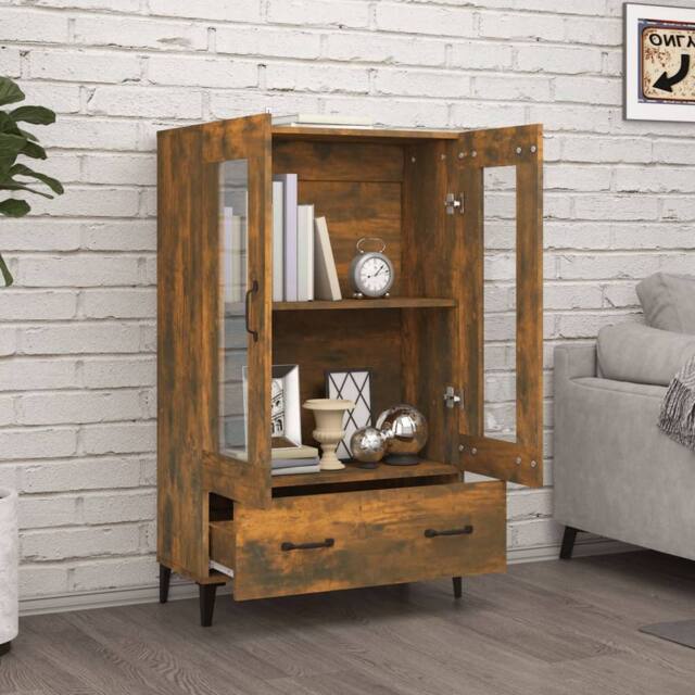 Berkfield Home Highboard Smoked Oak 70x31x115 cm Engineered Wood in Brown - Size: 70 x 31 x 115 cm - image 1