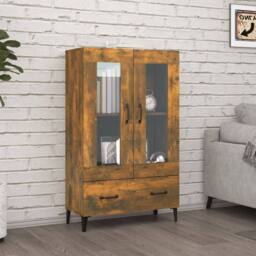 Berkfield Home Highboard Smoked Oak 70x31x115 cm Engineered Wood in Brown - Size: 70 x 31 x 115 cm - thumbnail 2