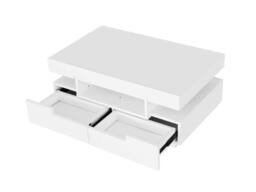 Merax 80cm Rectangular High-Gloss Coffee Table with LED Lights & 4 Drawers in White - thumbnail 9