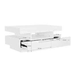 Merax 80cm Rectangular High-Gloss Coffee Table with LED Lights & 4 Drawers in White - thumbnail 7