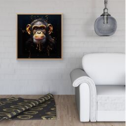 Warren Reed - Designer Splashart Cheeky Chimp Face Framed Canvas in Light Brown - Size: w40 inch x h40 inch - thumbnail 2