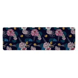 Benjamin Tate Design Pink Flowers On Navy Runner Rug in Natural - Size: 67 cm x 230 cm - thumbnail 1