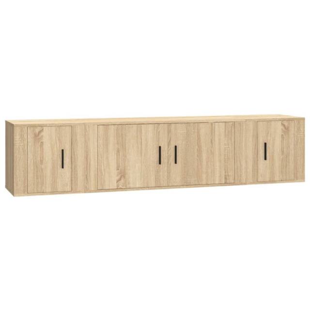 Berkfield Home 3 Piece TV Cabinet Set Sonoma Oak Engineered Wood in Brown - image 1