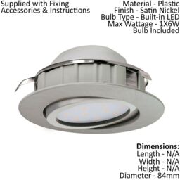 Loops Wall / Ceiling Flush Downlight Satin Nickel Plastic 6W Built in LED in Metallics - thumbnail 2