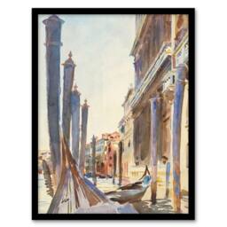 Artery8 Gondola Moorings on the Grand Canal Sargent Framed Wall Art Print - Size: A4 - thumbnail 1