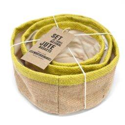 KDMD Set of 3 Natural Jute Baskets in Olive - thumbnail 2