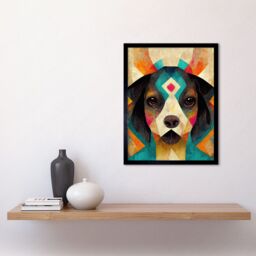"Artery8 Wall Art Print Quirky Boho Abstract Modern Shaman Guru Dog Art Framed in Black - Size: W12"" x H16""" - thumbnail 2