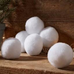 Samuel Alexander 6cm 12 Pack of White Fabric Christmas Faux Snowballs - thumbnail 2
