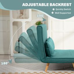 HOMCOM Click Clack Sofa Bed, 2 Seater Bed Settee for Living Room in Green - thumbnail 5