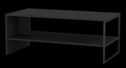 EONLION 100cm Black Wooden Coffee Table Steel Frame Open Storage Shelf Living Room - thumbnail 3