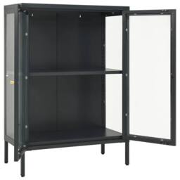 Berkfield Home Sideboard Anthracite 75x35x105 cm Steel & Glass in Dark Grey - Size: 75 x 35 x 105 cm - thumbnail 6