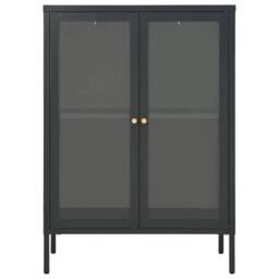 Berkfield Home Sideboard Anthracite 75x35x105 cm Steel & Glass in Dark Grey - Size: 75 x 35 x 105 cm - thumbnail 3