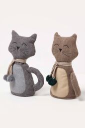 Homescapes Cat Door Stop - Set of 2 - Animal Door Stops in Brown - thumbnail 2