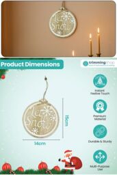 Neel Blue 15cm Round Wooden Merry Christmas Sign with Let it Snow Lettering in Natural - thumbnail 2
