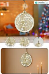Neel Blue 15cm Round Wooden Merry Christmas Sign with Let it Snow Lettering in Natural - thumbnail 5